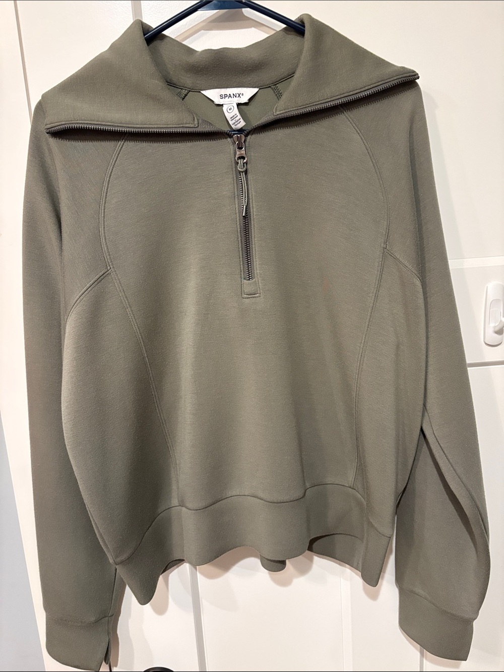SPANX AirEssentials Olive Zip-Neck Top